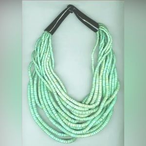 Multi-Strand Sea Green buffalo horn Necklace